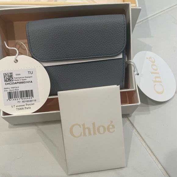 Chloe Marcie Small Tri-fold in Storm Blue NWT Wallet - Picture 10 of 12
